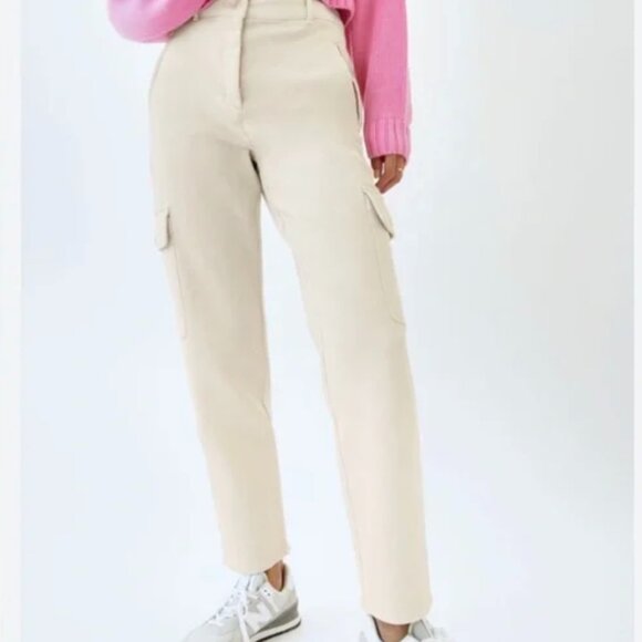 Wilfred Free Aritzia Off-White Modern Cargo Pant Cotton Twill Trouser, Size 2 - Picture 1 of 16